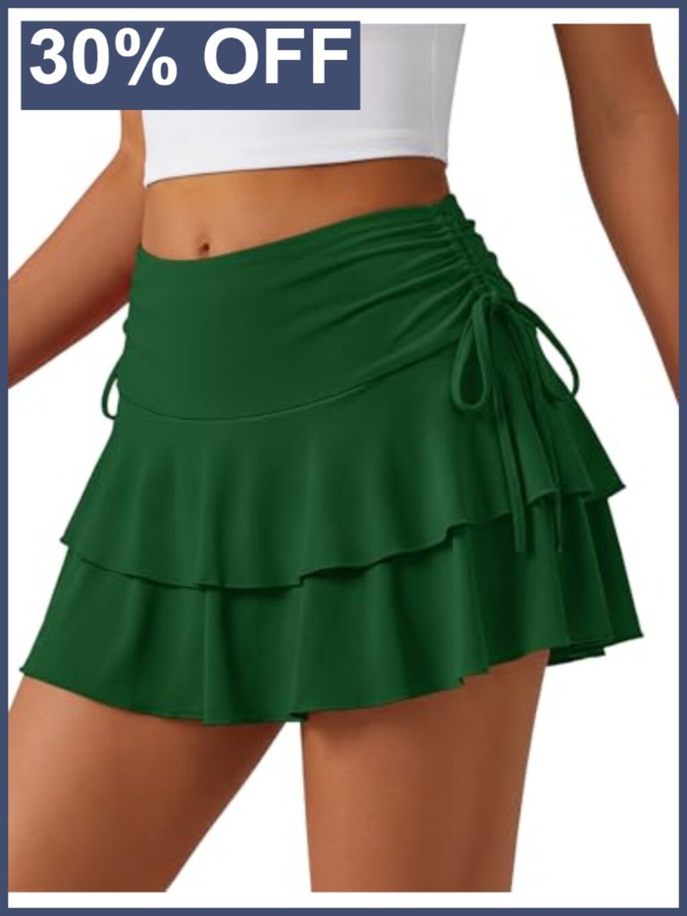 Y2k Mini Ruffle Skirt with Shorts Tiered Layers Flowy A Line Drawstring Waist